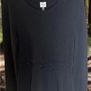 NWT Cupio Sweater Pullover Peplum Knit Crew Neck Sweater Black M